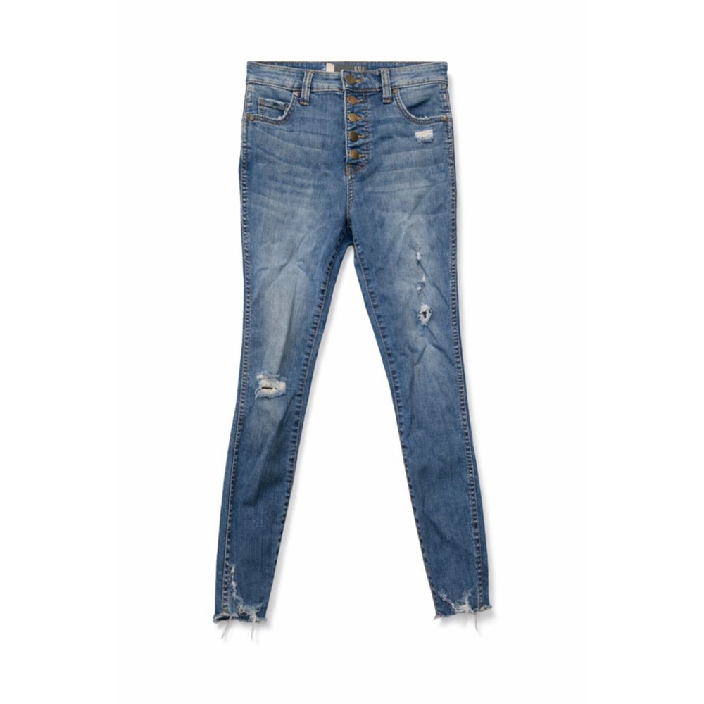 KUT From The Kloth Connie High Rise Fab Ab Ankle Skinny Jeans Distressed Raw Hem